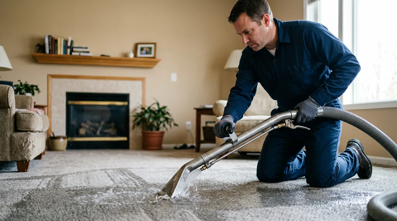 Water damage restoration technician working near Winnetka, IL